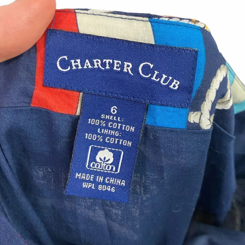 Charter Club Nautical Printed Sailor Wrap Skirt Size 6